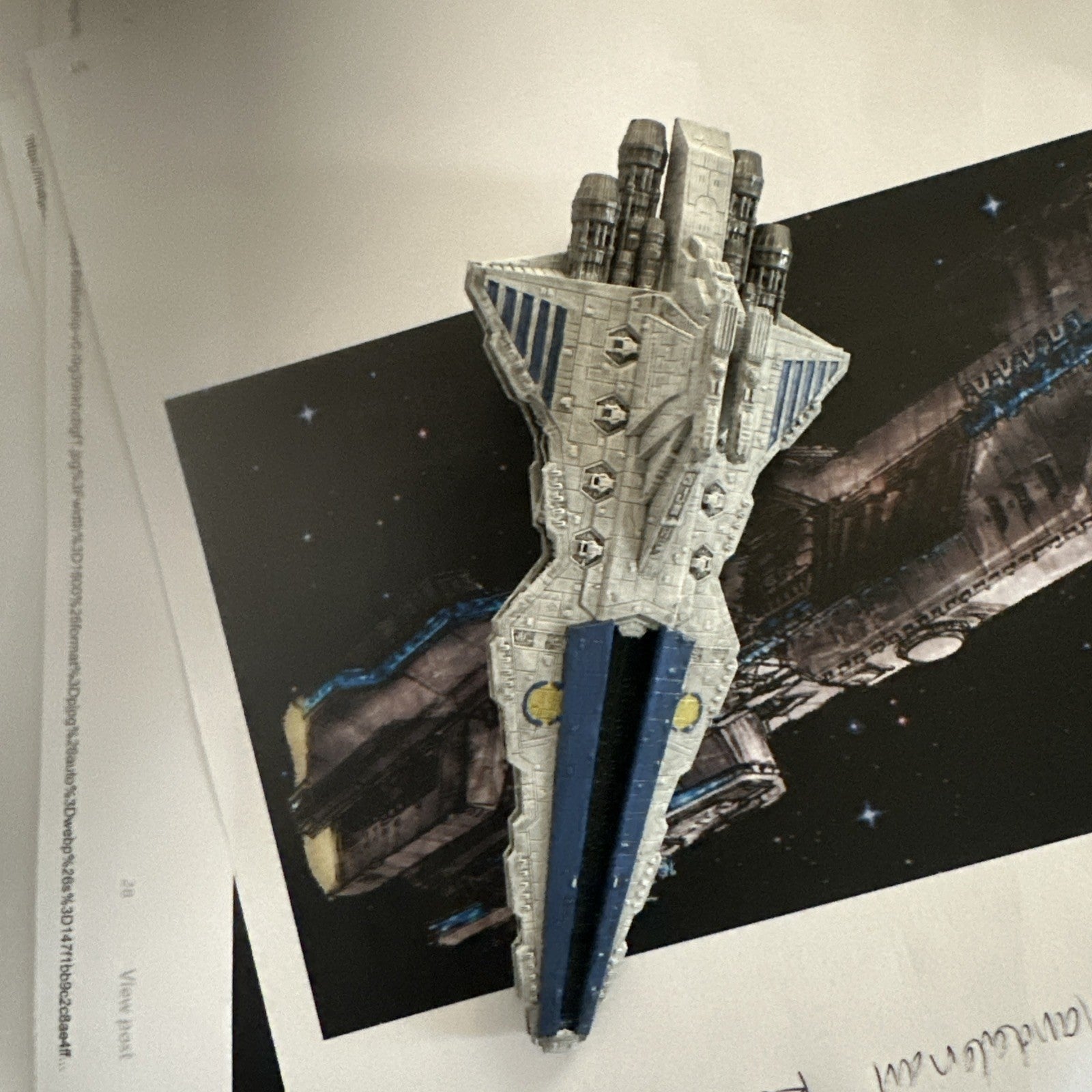 Star Wars Armada Venator Class Star Destroyer(fully painted) with base and cards